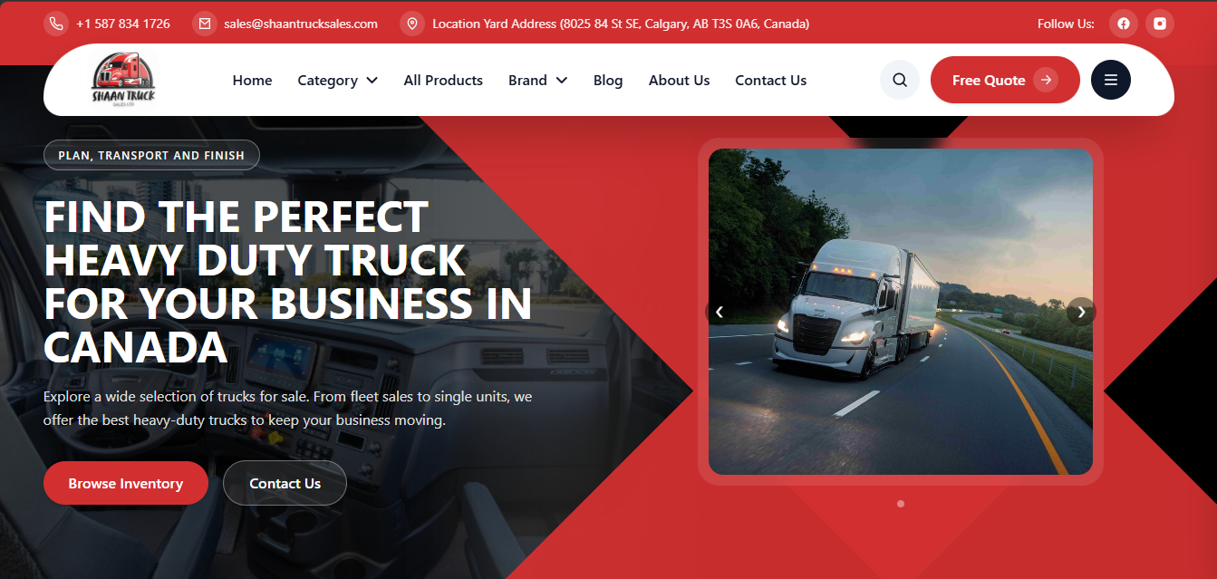 Truck Purchase and Sales website